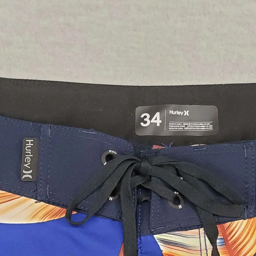 Hurley Hawaiian Board Shorts Mens 34 Fat Cap Swim Surf Beach Pool Skate‎ 00s